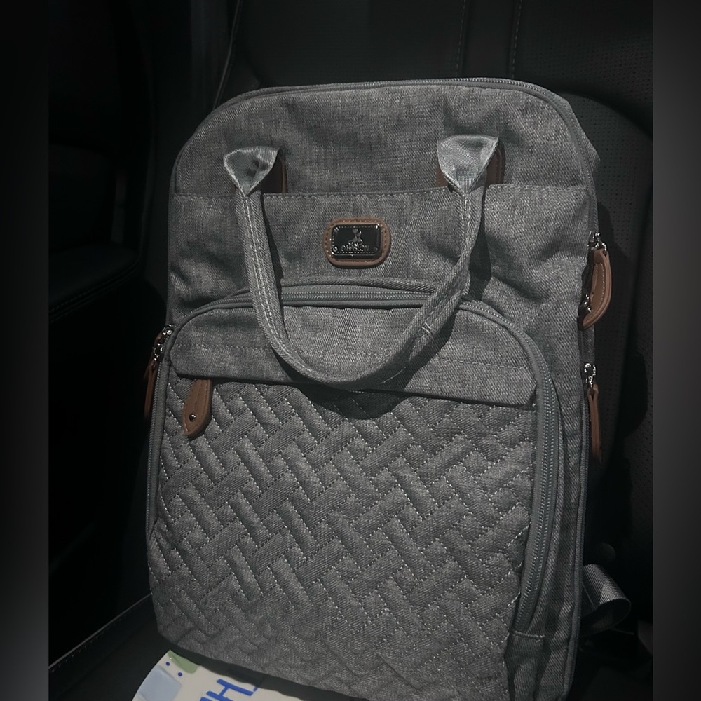 Gray Quilted Diaper Backpack